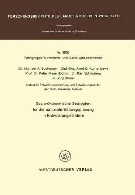 Sozio-Ökonomische Strategien Für Die Nationale Bildungsplanung in Entwicklungsländern (English, Michaela Buchmann)
