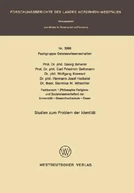 Studien Zum Problem Der Identität (English, Georg Scherer)