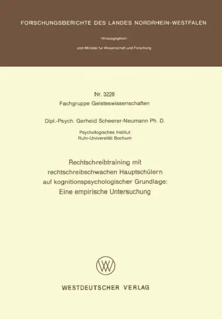 Rechtschreibtraining Mit Rechtschreibschwachen Hauptschülern Auf Kognitionspsychologischer Grundlage (English, Gerheid Scheerer-Neumann)