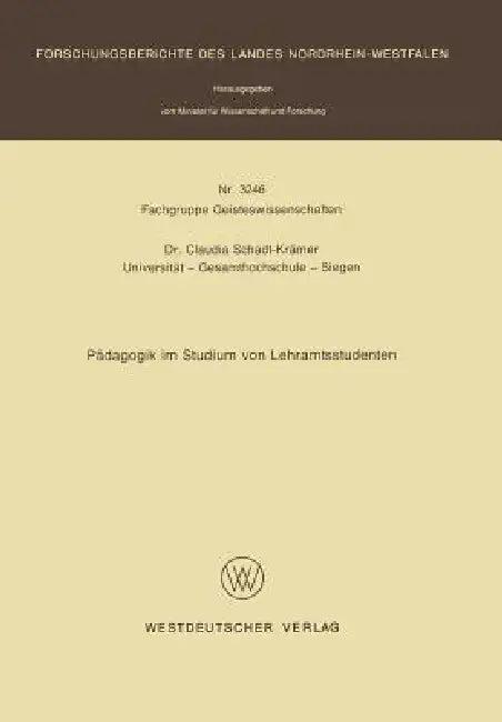 Pädagogik Im Studium Von Lehramtsstudenten (English, Claudia Schadt-Krämer)
