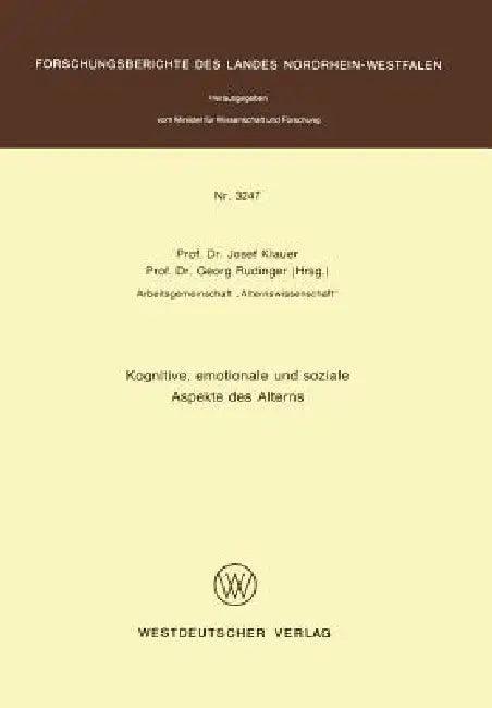Kognitive, Emotionale Und Soziale Aspekte Des Alterns (English, Josef Klauer | Georg Rudinger)
