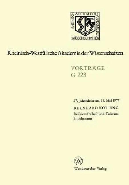 Religionsfreiheit Und Toleranz Im Altertum (English, Bernhard Kötting)