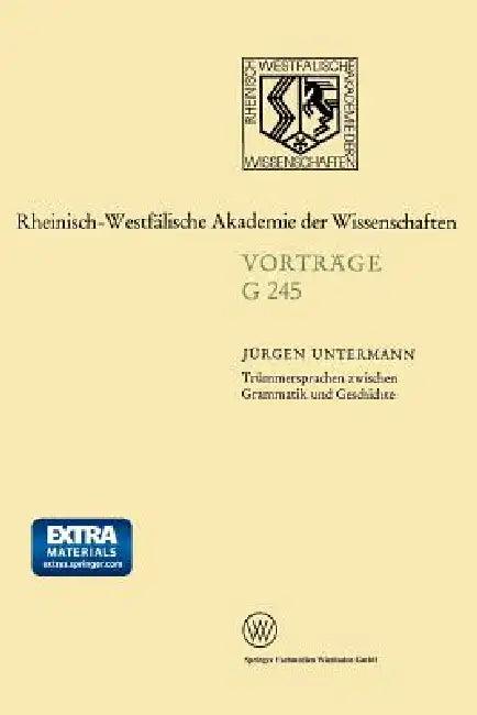 Trümmersprachen Zwischen Grammatik Und Geschichte (English, Jürgen Untermann)