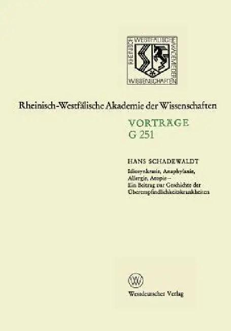 Idiosynkrasie, Anaphylaxie, Allergie, Atopie (English, Hans Schadewaldt)