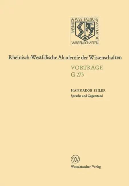 Sprache und Gegenstand (English, Hansjakob Seiler)