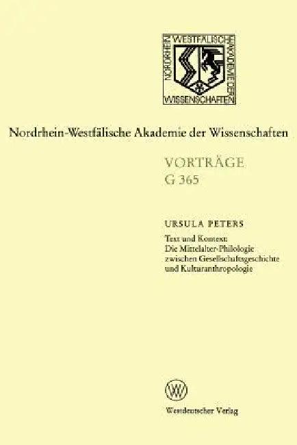 Text Und Kontext (English, Ursula Peters)