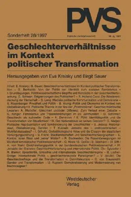 Geschlechterverhältnisse Im Kontext Politischer Transformation (English, Eva Kreisky | Birgit Sauer)
