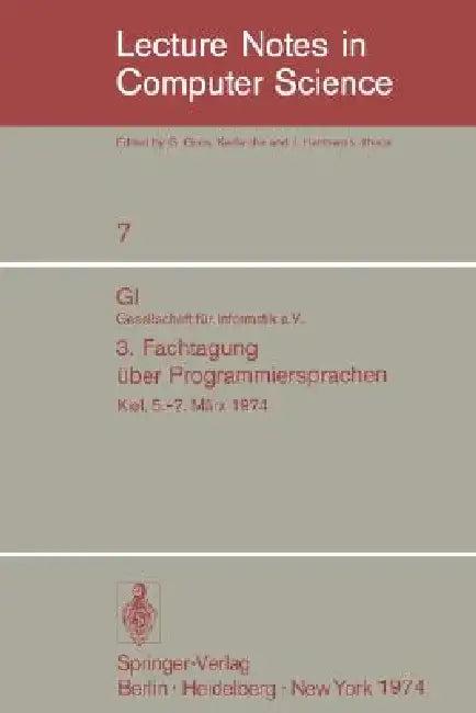 GI - 3. Fachtagung Über Programmiersprachen (English, B. Schlender | W. Frielinghaus)