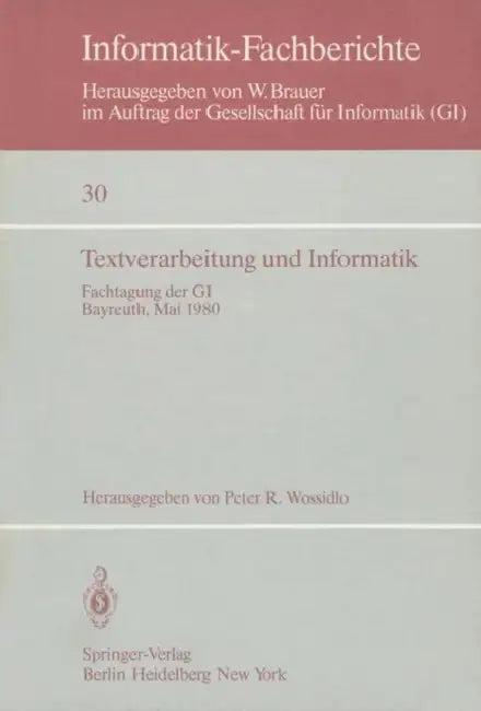 Textverarbeitung Und Informatik (English, P. R. Wossidlo)