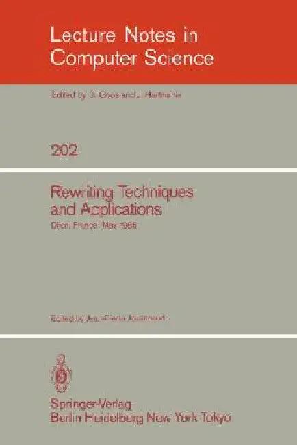 Rewriting Techniques and Applications (English, Jean-Pierre Jouannaud)