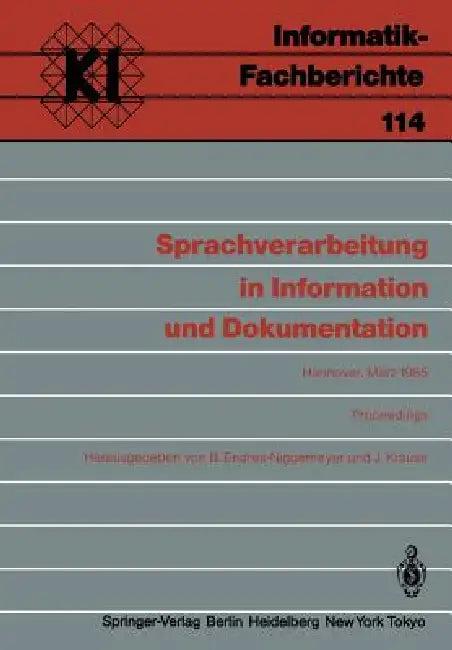 Sprachverarbeitung in Information Und Dokumentation (English, Brigitte Endres-Niggemeyer | Jürgen Krause)