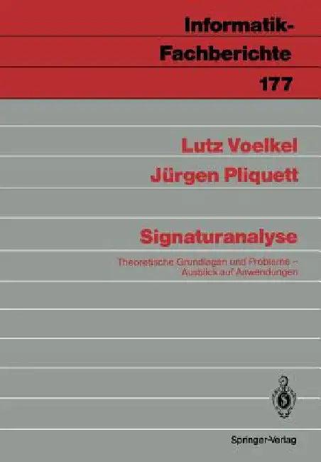 Signaturanalyse (English, Lutz Voelkel | Jürgen Pliquett)