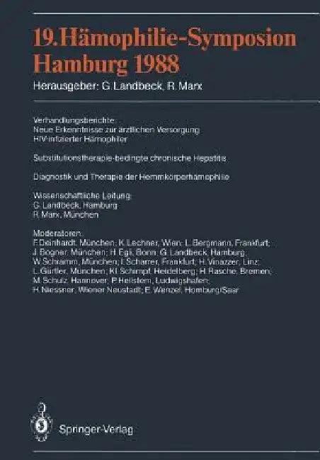 19. Hämophilie-Symposion Hamburg 1988 (English, Günter Landbeck | R. Marx)