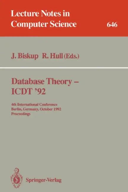 Database Theory - Icdt '92 (English, Joachim Biskup | Richard Hull)