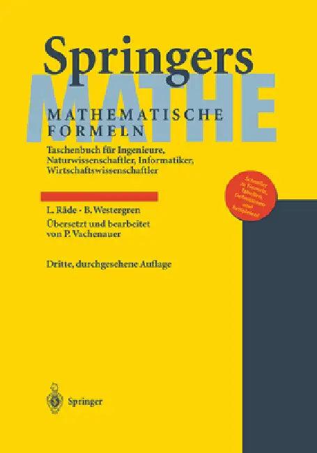 Springers Mathematische Formeln (English, Peter Vachenauer | Peter Vachenauer | Lennart Rade)