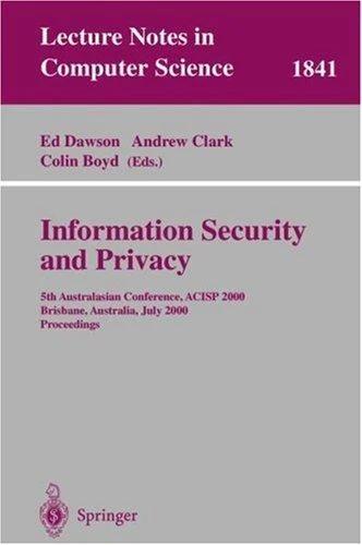 Information Security and Privacy (English, Ed Dawson | Andrew Clark | Colin Boyd)