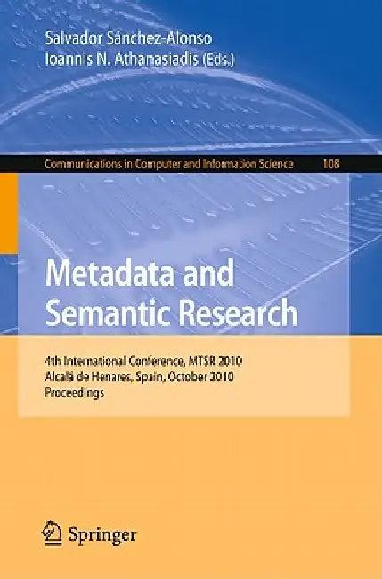 Metadata and Semantic Research (English, Salvador Sanchez-Alonso | Ioannis N. Athanasiadis)