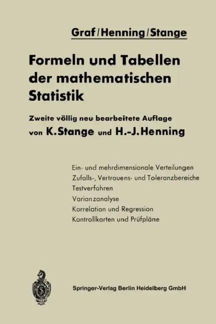 Formeln Und Tabellen Der Mathematischen Statistik (English, Na Graf | Kurt Stange | Hans-Joachim Henning)