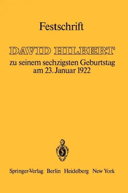 Festschrift (English, Otto Blumenthal | Richard Courant | Richard Hamel)