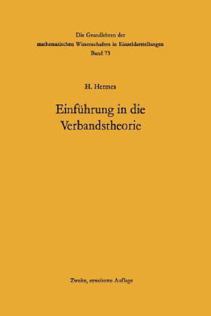 Einführung in Die Verbandstheorie (English, Hans Hermes)