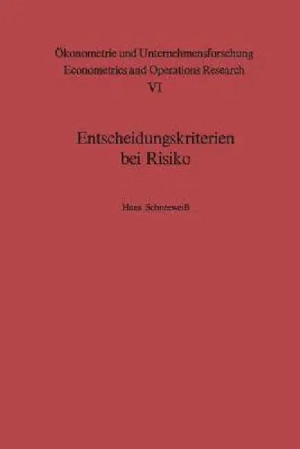 Entscheidungskriterien Bei Risiko (English, H. Schneeweiß)