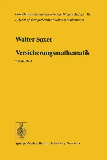 Versicherungsmathematik (English, H. Jecklin | Walter Saxer)
