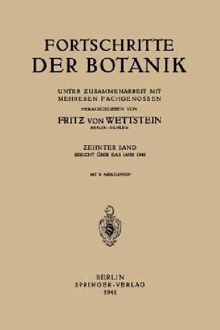 Fortschritte Der Botanik (English, Fritz Von Wettstein)