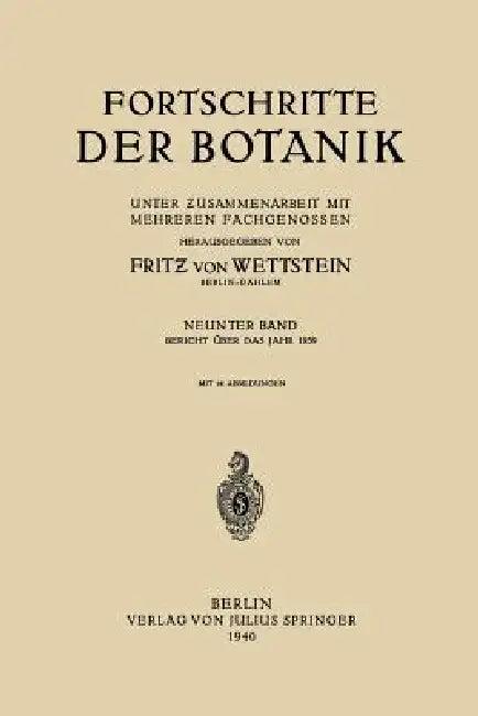 Fortschritte Der Botanik (English, Fritz Von Wettstein)
