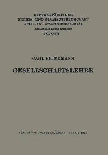 Gesellschaftslehre (English, Carl Brinkmann | Eduard Kohlrausch | Walter Kaskel)