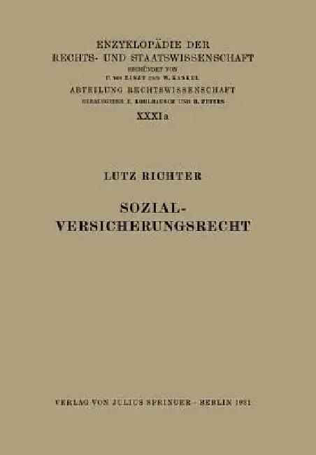 Sozialversicherungsrecht (English, Lutz Richter | Eduard Kohlrausch | Walter Kaskel)
