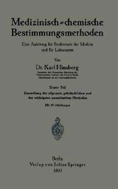 Medizinisch = Chemische Bestimmungsmethoden (English, Karl Hinsberg)