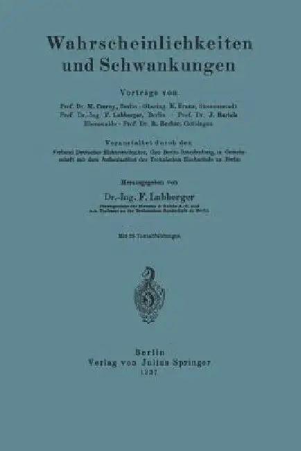 Wahrscheinlichkeiten Und Schwankungen (English, Marianus Czerny | K. Franz | Fritz Lubberger)