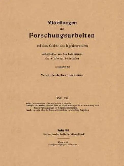 Mitteilungen Über Forschungsarbeiten (English, Fritz Holm | A. Watzinger | Oscar Nissen)