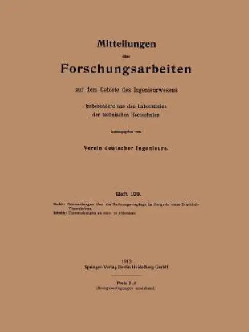 Mitteilungen Über Forschungsarbeiten Auf Dem Gebiete Des Ingenieurwesens (English, Kurt Hoefer | Robert Szitnick)