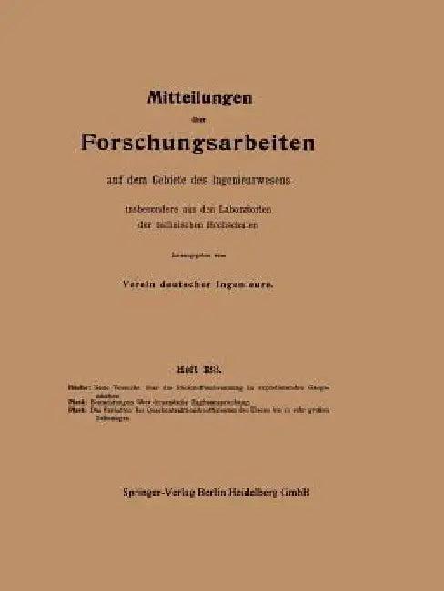 Mitteilungen Über Forschungsarbeiten Auf Dem Gebiete Des Ingenieurwesens (English, F. Häußer | Rudolf Plank)