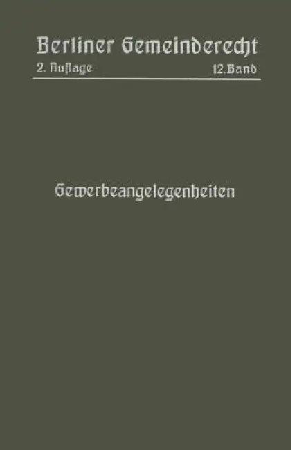 Gewerbeangelegenheiten (English, Magistrat Von Berlin)