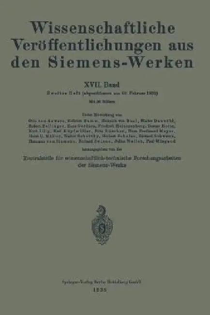Wissenschaftliche Veröffentlichungen Aus Den Siemens-Werken (English, Rudolf Bingel | Hellmut Bumm | Heinrich Von Buol)