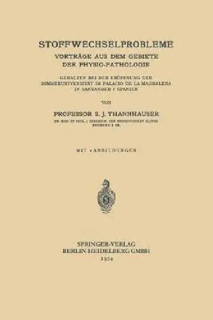 Stoffwechselprobleme (English, S. J. Thannhauser)