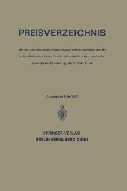 Preisverzeichnis (English, Springe Springer)