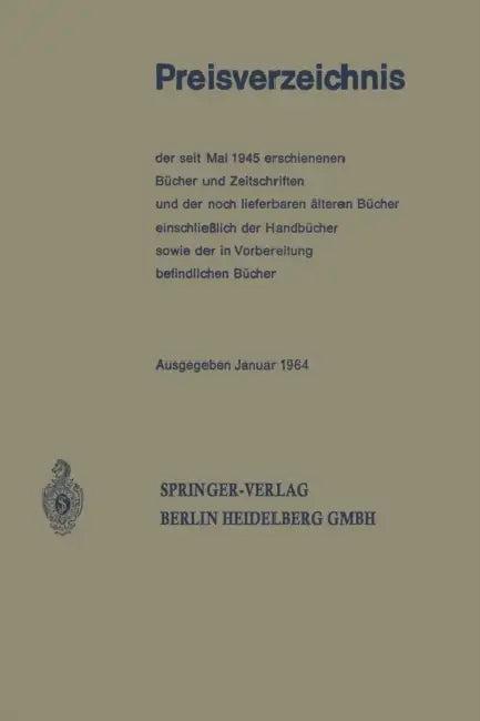 Preisverzeichnis (English, Berlin Springer)