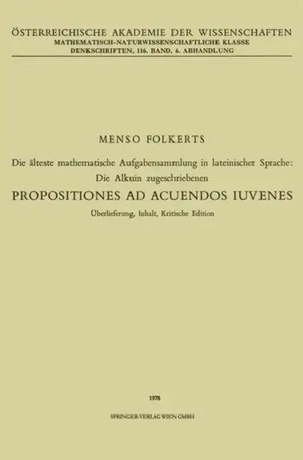 Die Älteste Mathematische Aufgabensammlung in Lateinischer Sprache (English, Menso Folkerts)