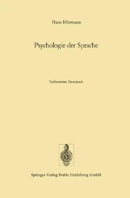 Psychologie der Sprache (English, Hans Hörmann)
