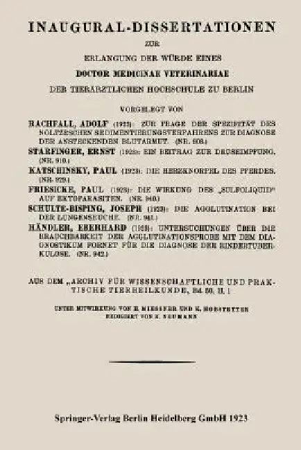 Zur Frage Der Spezifität Des Noltzeschen Sedimentierungsverfahrens Zur Diagnose Der Ansteckenden Blu (English, Adolf Rachfall)