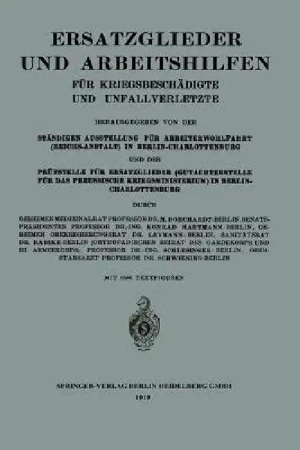 Ersatzglieder Und Arbeitshilfen (English, Moritz Borchardt | Konrad Hartmann | Radike Leymann)