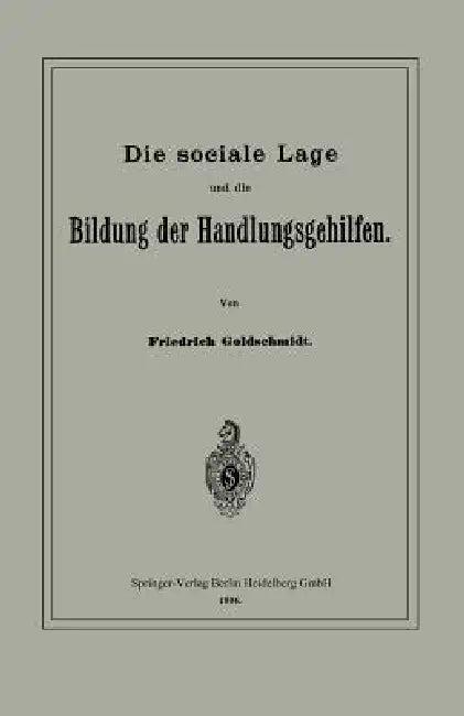 Die Sociale Lage Und Die Bildung Der Handlungsgehilfen (English, Friedrich Goldschmidt)