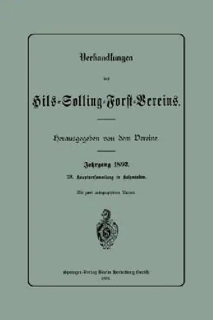 Verhandlungen Des Hils-Solling-Forst-Vereins (English, Hils-Solling-Forst-Verein)