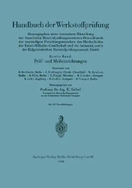 Prüf- Und Meßeinrichtungen (English, Erich Siebel)