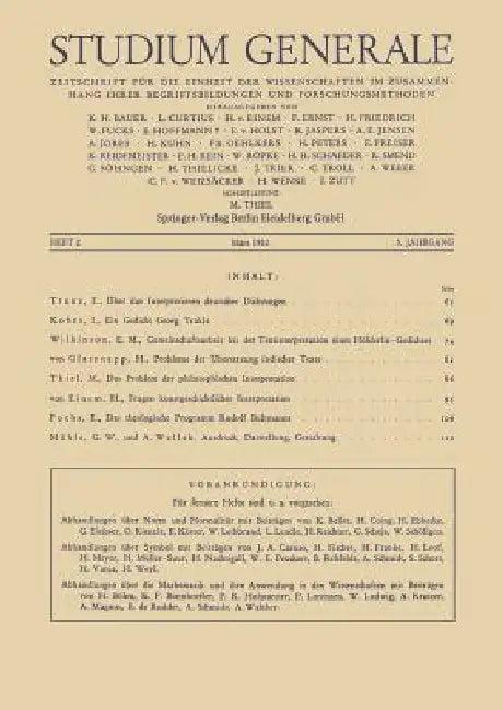 Studium Generale (English, Helmuth Von Glasenapp)