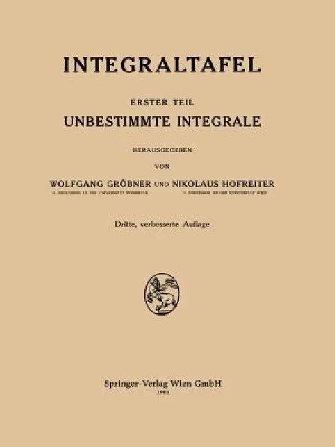 Integraltafel (English, Wolfgang Gröbner | Nikolaus Hofreiter)