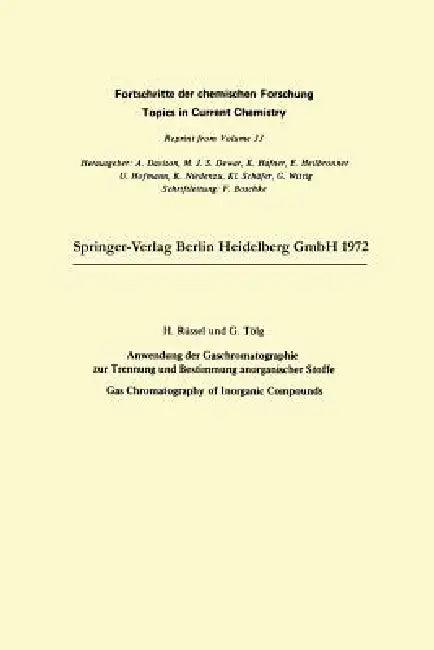 Anwendung Der Gaschromatographie Zur Trennung Und Bestimmung Anorganischer Stoffe (English, Harald Ruessel | Günther Tölg)
